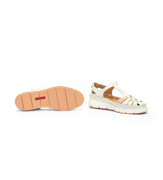 Pikolinos Scarpe Tenerife in pelle bianca semiaperta con chiusura a strappo