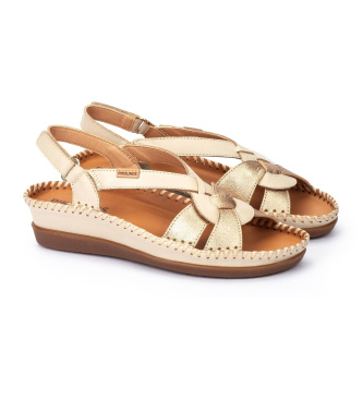 Pikolinos Metallische elfenbeinfarbene Cadaques-Keilsandale