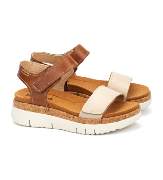 Pikolinos Palma Ledersandalen beige, braun, beige, braun