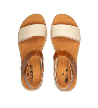 Pikolinos Palma Ledersandalen beige, braun, beige, braun