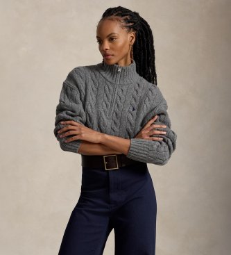Polo Ralph Lauren Pullover aus Woll- und Kaschmirstrick in Grau