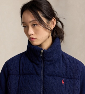 Polo Ralph Lauren Jaqueta acolchoada de tricô trançado azul marinho
