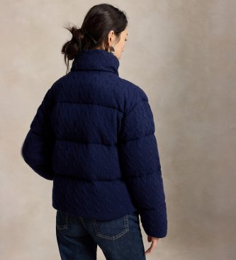 Polo Ralph Lauren Jaqueta acolchoada de tricô trançado azul marinho