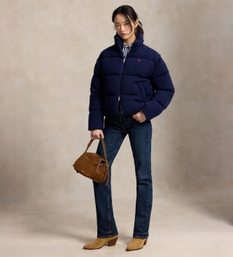 Polo Ralph Lauren Jaqueta acolchoada de tricô trançado azul marinho