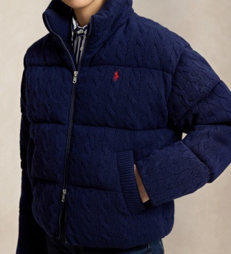 Polo Ralph Lauren Jaqueta acolchoada de tricô trançado azul marinho