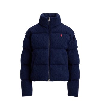 Polo Ralph Lauren Jaqueta acolchoada de tricô trançado azul marinho