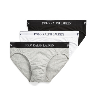 Polo Ralph Lauren Confezione da 3 slip a vita bassa neri, grigi, bianchi