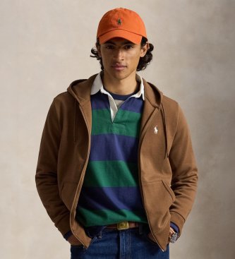 Polo Ralph Lauren Brown double-knit zip-up sweatshirt