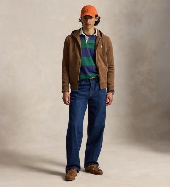 Polo Ralph Lauren Brown double-knit zip-up sweatshirt