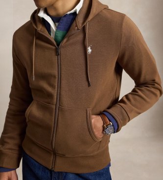 Polo Ralph Lauren Brown double-knit zip-up sweatshirt