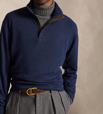 Polo Ralph Lauren Strickpullover mit Fischgrätmuster blau