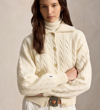 Polo Ralph Lauren Vest van wol en kasjmier met beige kraag