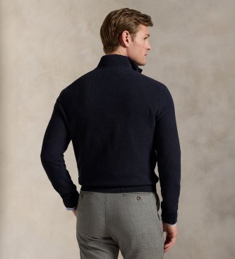 Polo Ralph Lauren Marine-blue piqué-knit cotton sweater