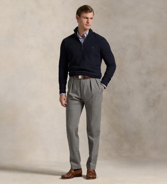 Polo Ralph Lauren Marine-blue piqué-knit cotton sweater