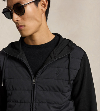 Polo Ralph Lauren Hibridni pulover s kapuco v črni barvi