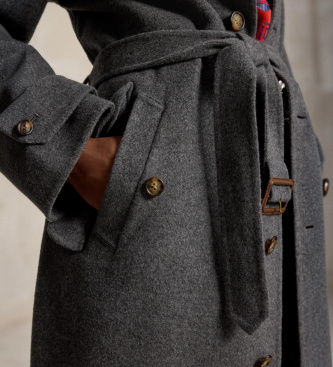 Polo Ralph Lauren Szary wełniany płaszcz Balma