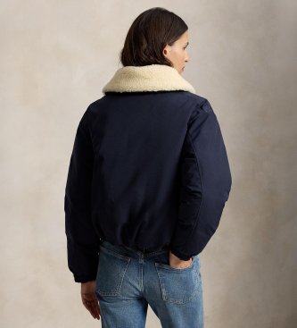 Polo Ralph Lauren Marineblå High Pile Collar dunjakke