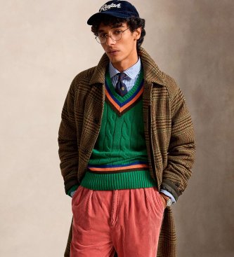 Polo Ralph Lauren Abrigo Langdon de tweed con cuadros marrón