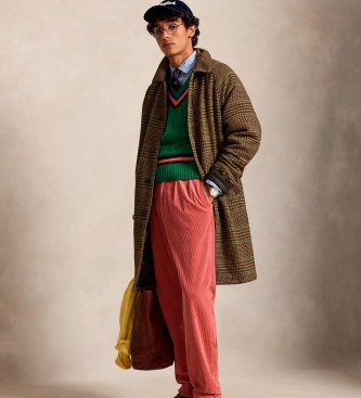 Polo Ralph Lauren Abrigo Langdon de tweed con cuadros marrón