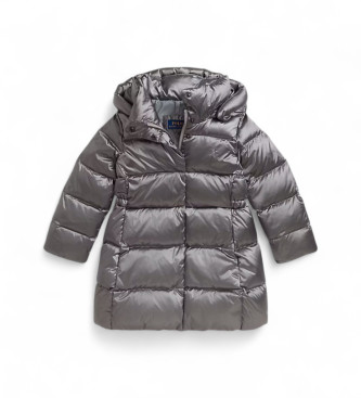 Polo Ralph Lauren Metaliczny długi srebrny płaszcz