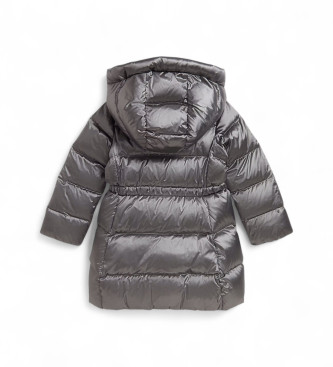 Polo Ralph Lauren Metaliczny długi srebrny płaszcz