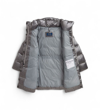 Polo Ralph Lauren Metaliczny długi srebrny płaszcz