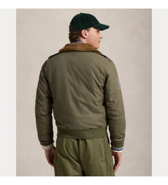 Polo Ralph Lauren Ovčji ovratnik s puhovim ovratnikom Bomber Coat zelena