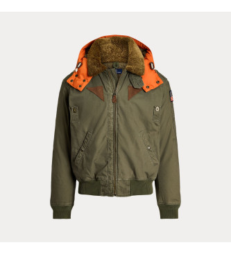 Polo Ralph Lauren Cappotto bomber in piumino con colletto in shearling verde