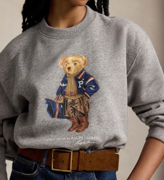 Polo Ralph Lauren Sweatshirt i fleece med Polo Bear i grått