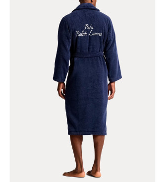 Polo Ralph Lauren Bawełniany szlafrok frotte z granatowym logo