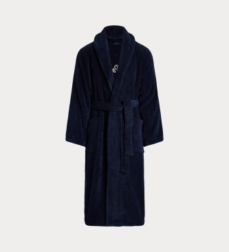 Polo Ralph Lauren Bawełniany szlafrok frotte z granatowym logo
