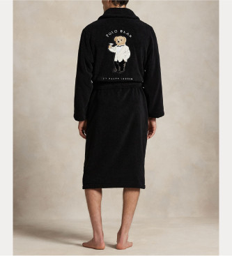 Polo Ralph Lauren Bata de rizo de algodn con Polo Bear negro