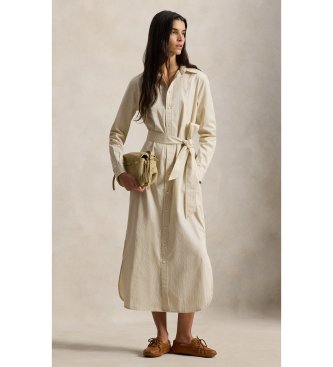 Polo Ralph Lauren Vestido camisero de algodón con cinturón beige