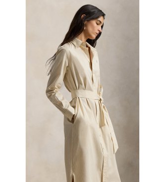 Polo Ralph Lauren Vestido camisero de algodón con cinturón beige