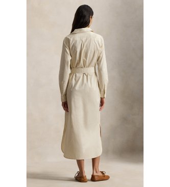 Polo Ralph Lauren Vestido camisero de algodón con cinturón beige