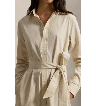 Polo Ralph Lauren Vestido camisero de algodón con cinturón beige