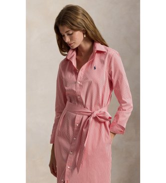 Polo Ralph Lauren Vestido camisero de algodón con cinturón rosa