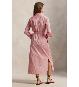 Polo Ralph Lauren Vestido camisero de algodón con cinturón rosa
