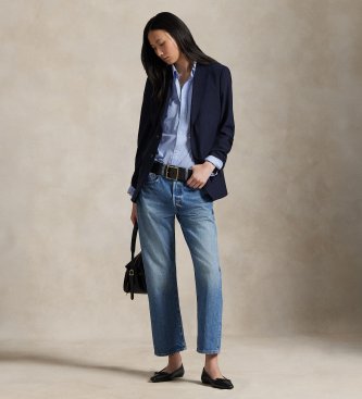 Polo Ralph Lauren Marineblauwe blazer van wol met elastaan