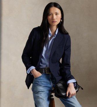 Polo Ralph Lauren Marineblauwe blazer van wol met elastaan