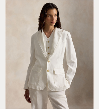 Polo Ralph Lauren Blazer de lino con botonadura sencilla blanco