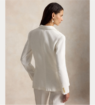 Polo Ralph Lauren Blazer de lino con botonadura sencilla blanco