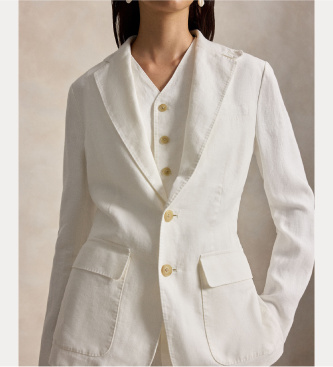 Polo Ralph Lauren Blazer de lino con botonadura sencilla blanco