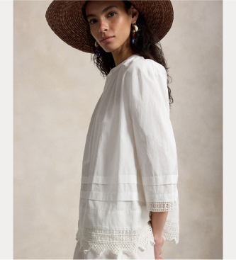 Polo Ralph Lauren Bomuldsbluse med hvid broderi