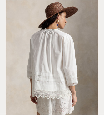 Polo Ralph Lauren Bomuldsbluse med hvid broderi