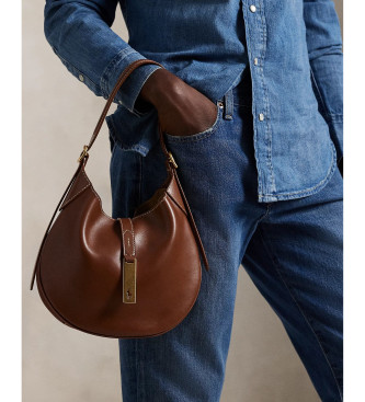 Polo Ralph Lauren Bolso de hombro Polo ID pequeo de piel marrn