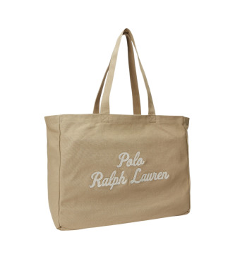 Polo Ralph Lauren Braune bestickte Canvas-Tasche