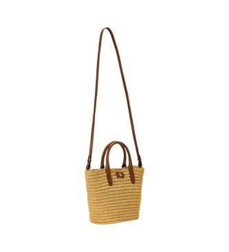 Lauren Ralph Lauren Mittlere braune Brie-Handtasche aus gewebtem Stroh