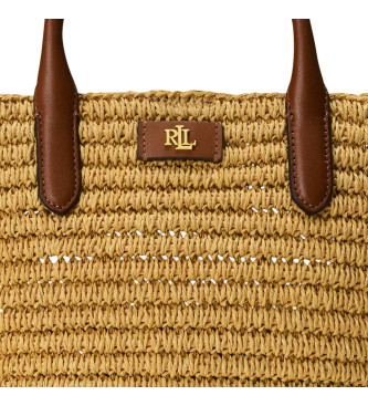 Lauren Ralph Lauren Mittlere braune Brie-Handtasche aus gewebtem Stroh