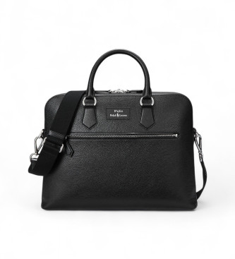 Polo Ralph Lauren Borsa da viaggio in pelle martellata nera